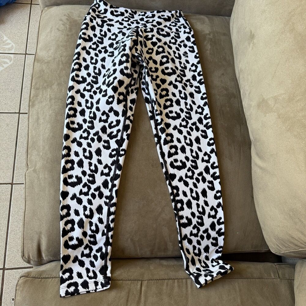 Ryderwear Scrunchbum Activewear Black White Leopard Gym Leggings Womens Small